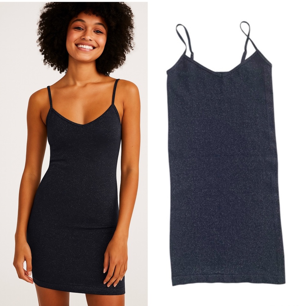 Free People Intimately Blue Sparkle Seamless Mini Slip Dress